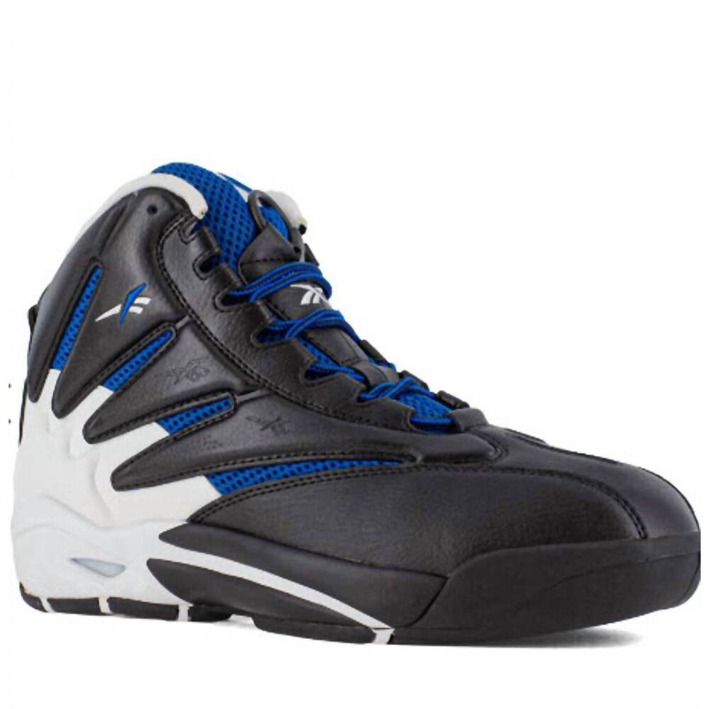 NEW REEBOK WORK men's work high top shoe in black/blue/white